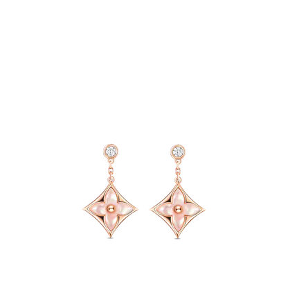 [Together Jewelry]DOUBLE STAR PINK GOLD MOP DROP EARRINGS