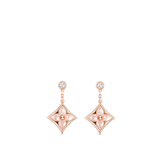 [Together Jewelry]DOUBLE STAR PINK GOLD MOP DROP EARRINGS