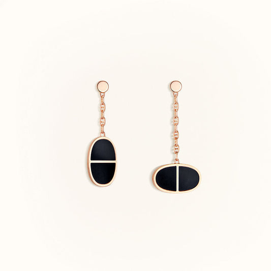 [Together Jewelry]CHAINE VERSO BLACK CERAMIC EARRINGS