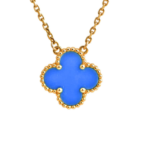 [Together]CLOVER 15MM BLUE AGATE NECKLACE