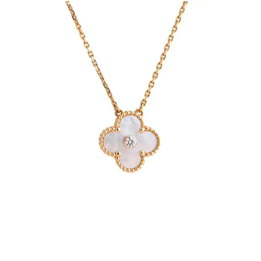 [Together]CLOVER 15MM DIAMOND WHITE FRITILLARIA NECKLACE