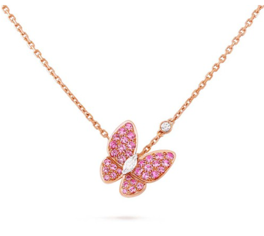 [Together]BUTTERFLY RED DIAMOND ROSE GOLD NECKLACE