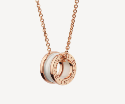 [Together Jewelry]ZERO 1 WHITE CERAMIC PINK GOLD NECKLACE
