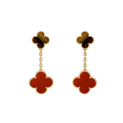 [Together]CLOVER  2 MOTIF  TIGER EYE CARNELIAN EARRINGS