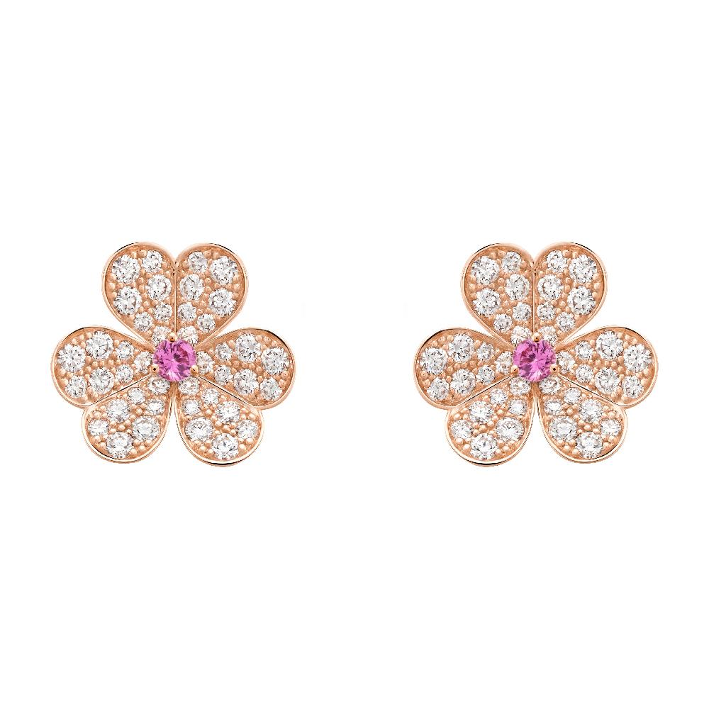 [Together]FRIVOLE PINK GOLD FLOWER DIAMOND EARRINGS