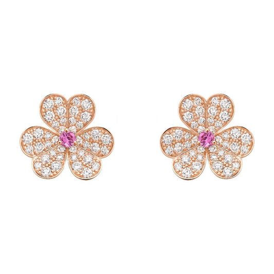 [Together]FRIVOLE PINK GOLD FLOWER DIAMOND EARRINGS