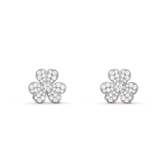 [Together]FRIVOLE SILVER FLOWER DIAMOND EARRINGS