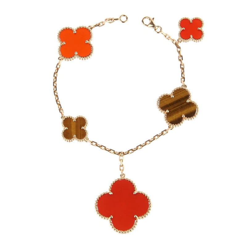 [Together]CLOVER BRACELET 5 MOTIFS CARNELIAN TIGER EYE