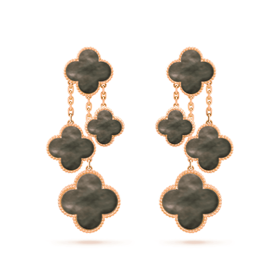[Together]CLOVER EARRINGS DARK MOP 4 MOTIFS ROSE GOLD