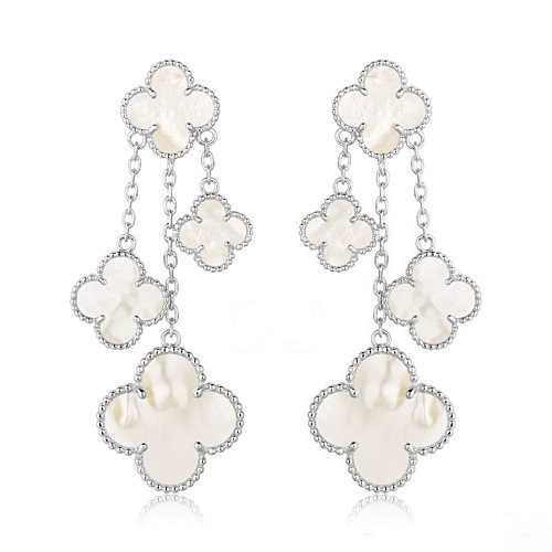 [Together]CLOVER EARRINGS WHITE MOP 4 MOTIFS SILVER