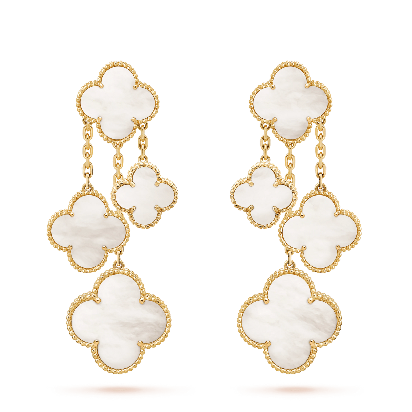 [Together]CLOVER EARRINGS WHITE MOP 4 MOTIFS GOLD