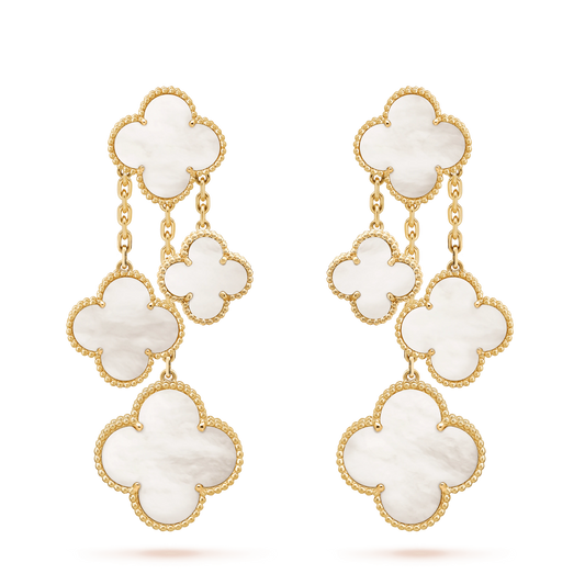 [Together]CLOVER EARRINGS WHITE MOP 4 MOTIFS GOLD