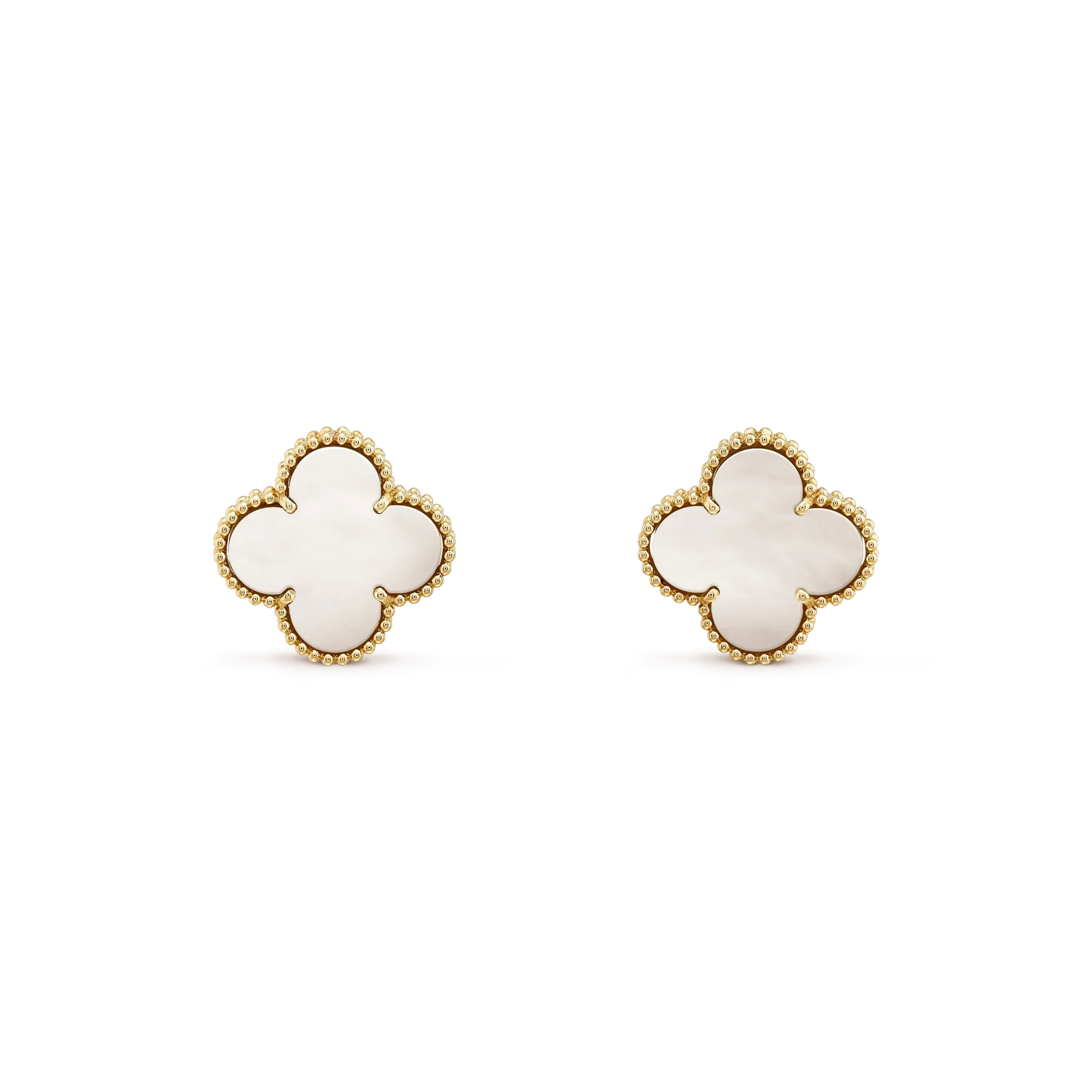 [Together]CLOVER MEDIUM 1 MOTIFS  WHITE MOP STUD EARRINGS
