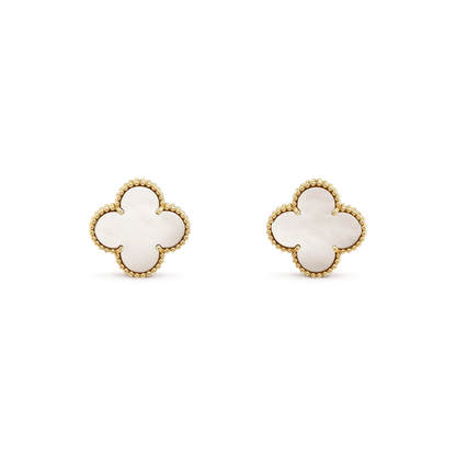 [Together]CLOVER MEDIUM 1 MOTIFS  WHITE MOP STUD EARRINGS