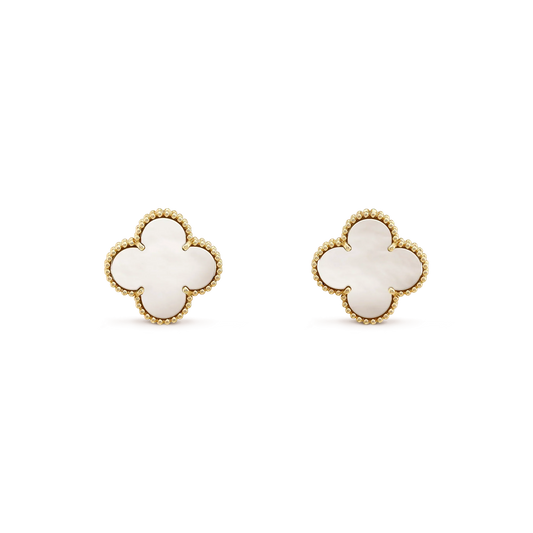 [Together]CLOVER MEDIUM 1 MOTIFS  WHITE MOP STUD EARRINGS