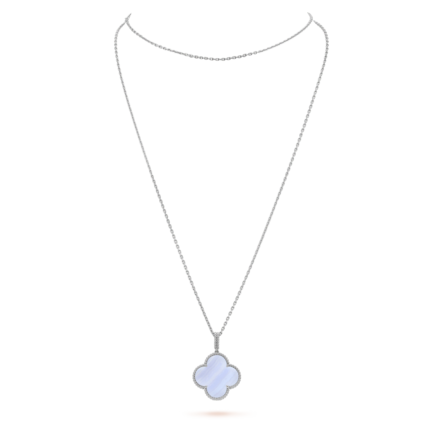 [Together]CLOVER SILVER CHALCEDONY BIG CLOVER NECKLACE