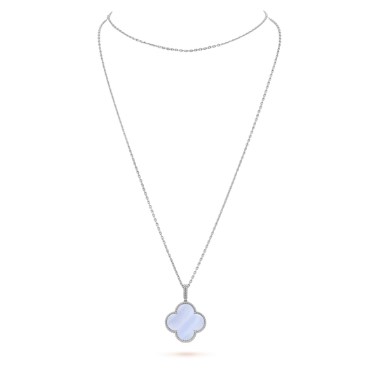 [Together]CLOVER SILVER CHALCEDONY BIG CLOVER NECKLACE