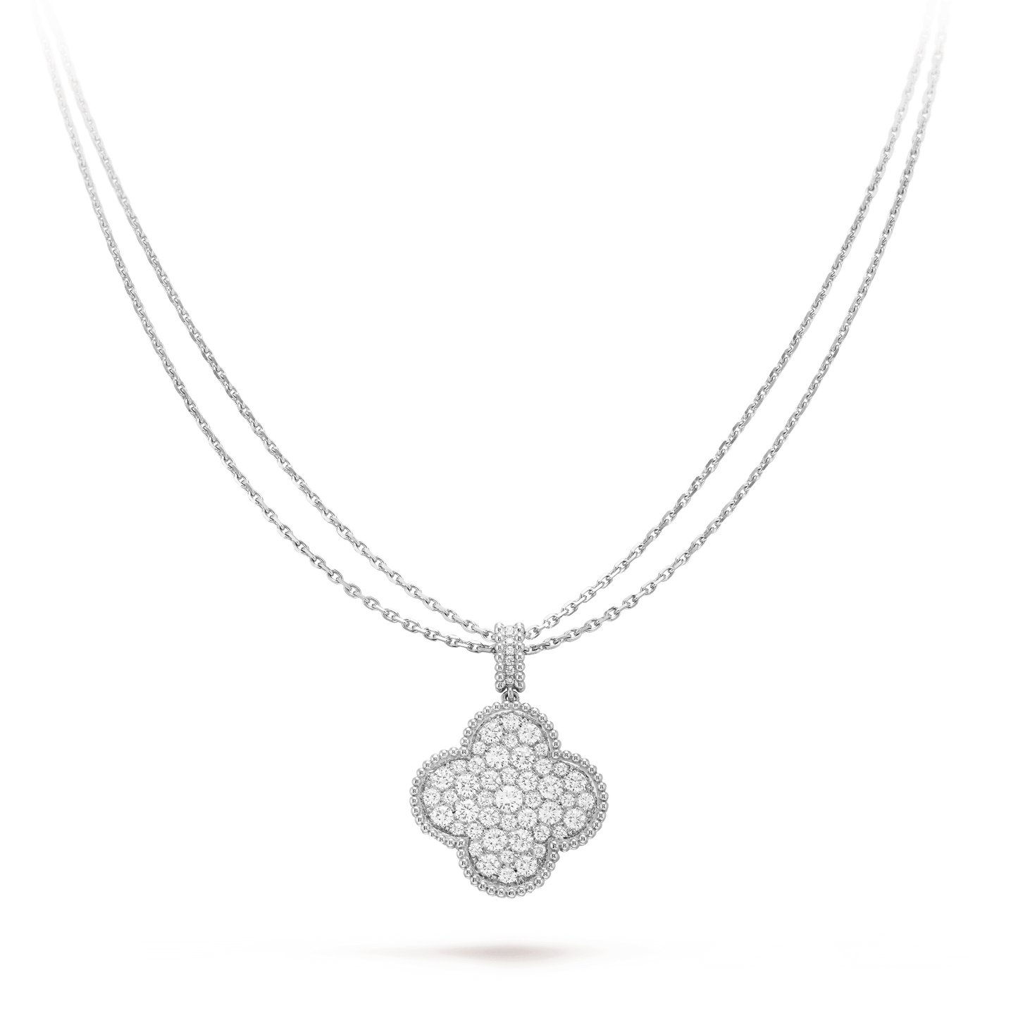[Together]CLOVER 25MM SILVER FULL DIAMOND BIG CLOVER NECKLACE