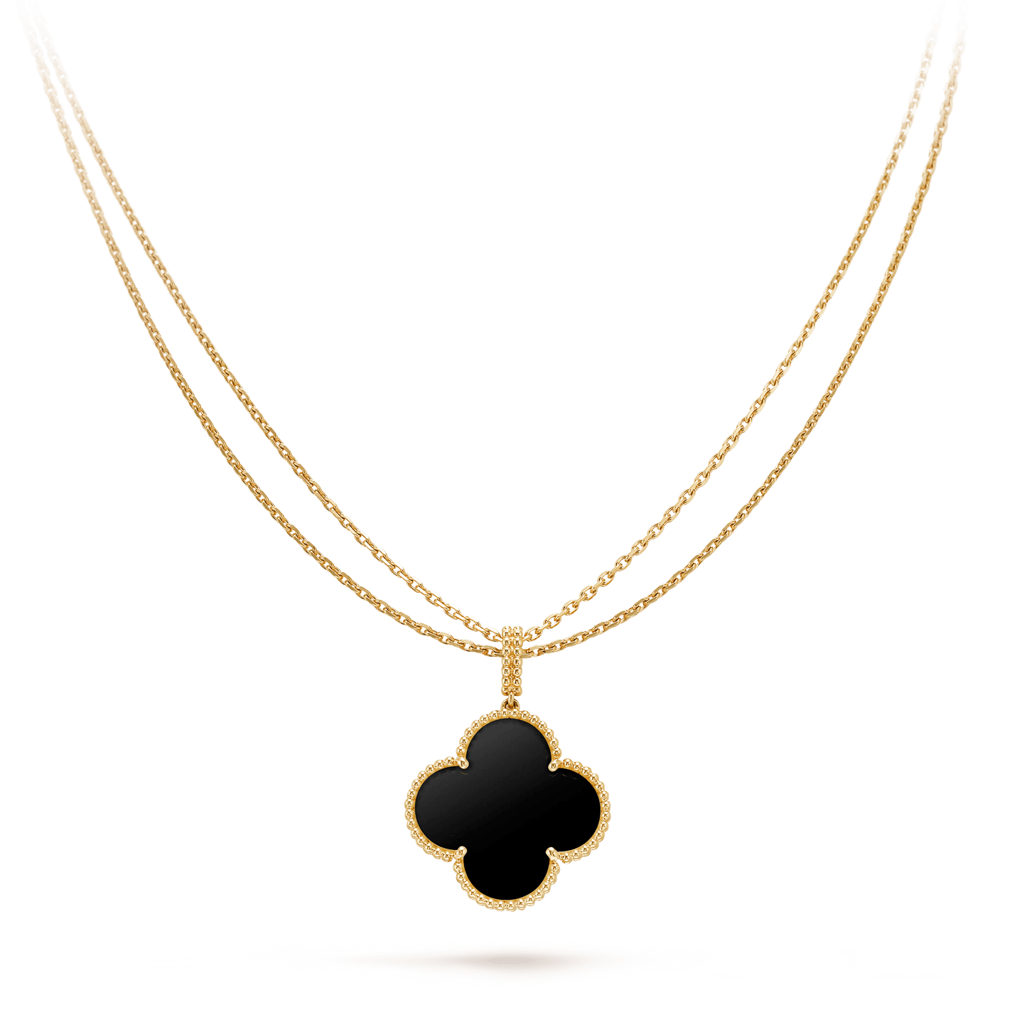 [Together]CLOVER 25MM GOLD ONYX BIG CLOVER NECKLACE