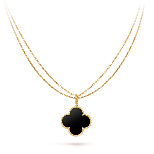[Together]CLOVER 25MM GOLD ONYX BIG CLOVER NECKLACE