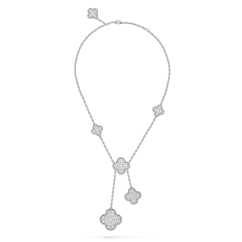 [Together]CLOVER 5 MOTIFS SILVER DIAMONDS NECKLACE