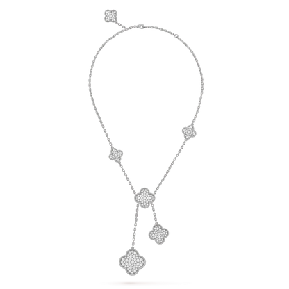 [Together]CLOVER 5 MOTIFS SILVER DIAMONDS NECKLACE