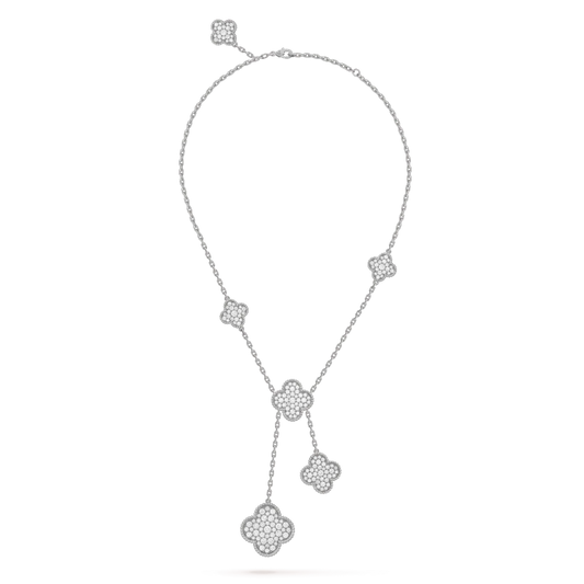 [Together]CLOVER 5 MOTIFS SILVER DIAMONDS NECKLACE