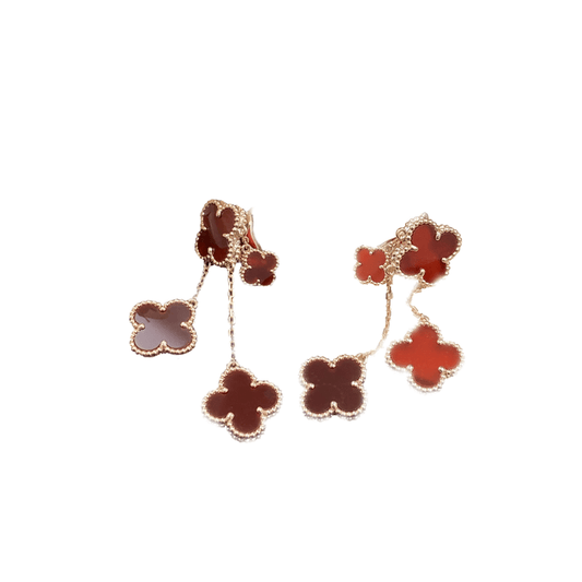 [Together]CLOVER EARRINGS CARNELIAN 4 MOTIFS PINK GOLD