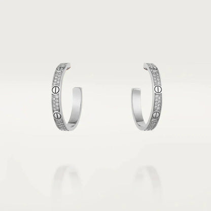 [Together Jewelry]LOVE DIAMOND SILVER HOOP EARRINGS