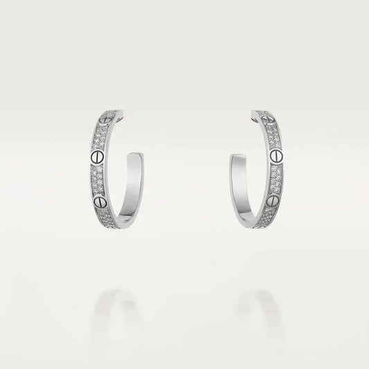 [Together Jewelry]LOVE DIAMOND SILVER HOOP EARRINGS