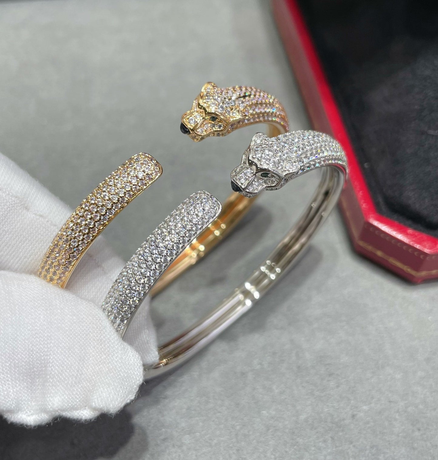 [Together Jewelry]PANTHERE FULL DIAMOND OPEN BRACELET