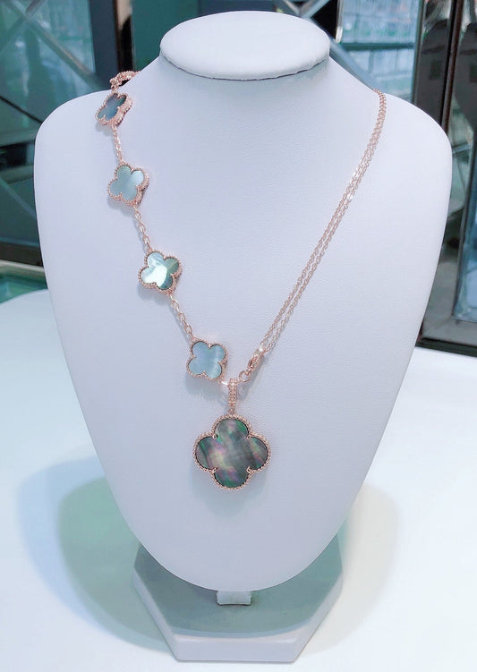 [Together]COMBINED BRACELET 5 MOTIFS AND NECKLACE DARK MOP ROSE GOLD