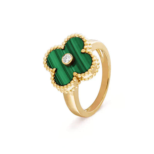 [Together]CLOVER MALACHITE RING GOLD DIAMOND