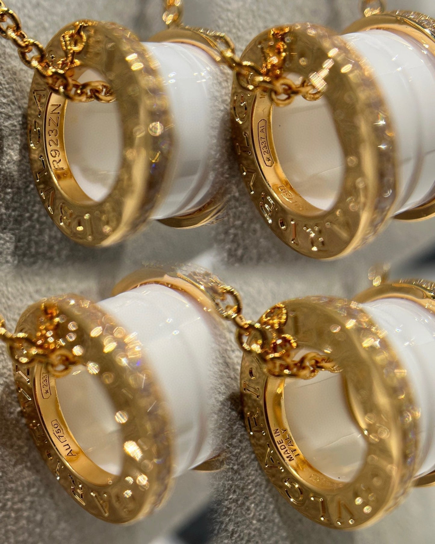 [Together Jewelry]ZERO 1 WHITE CERAMIC DIAMOND PINK GOLD NECKLACE